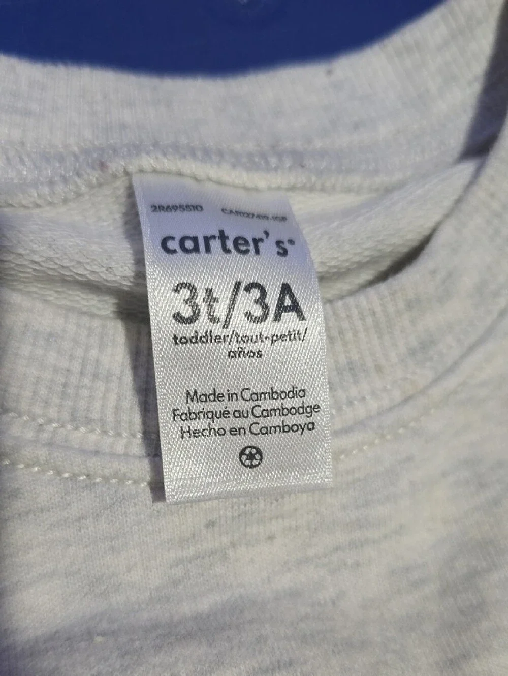 Carter's Heather Gray Bear Sweatshirt with Teal Bandana Accent